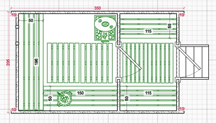 Планировка Квадро баня 3,5 метра, схема 2